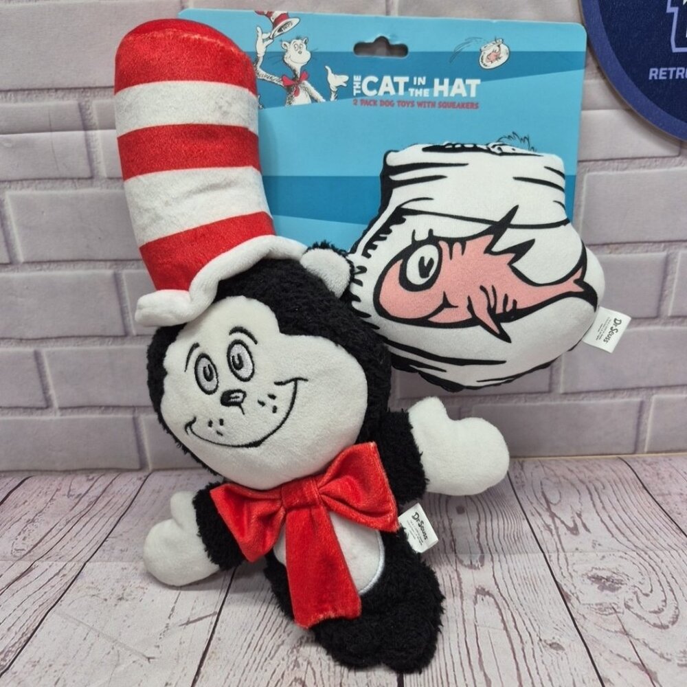 The‎ Cat In The Hat Plush Set Of 2 Dog Toys With Squeaker  13” & 5.5”